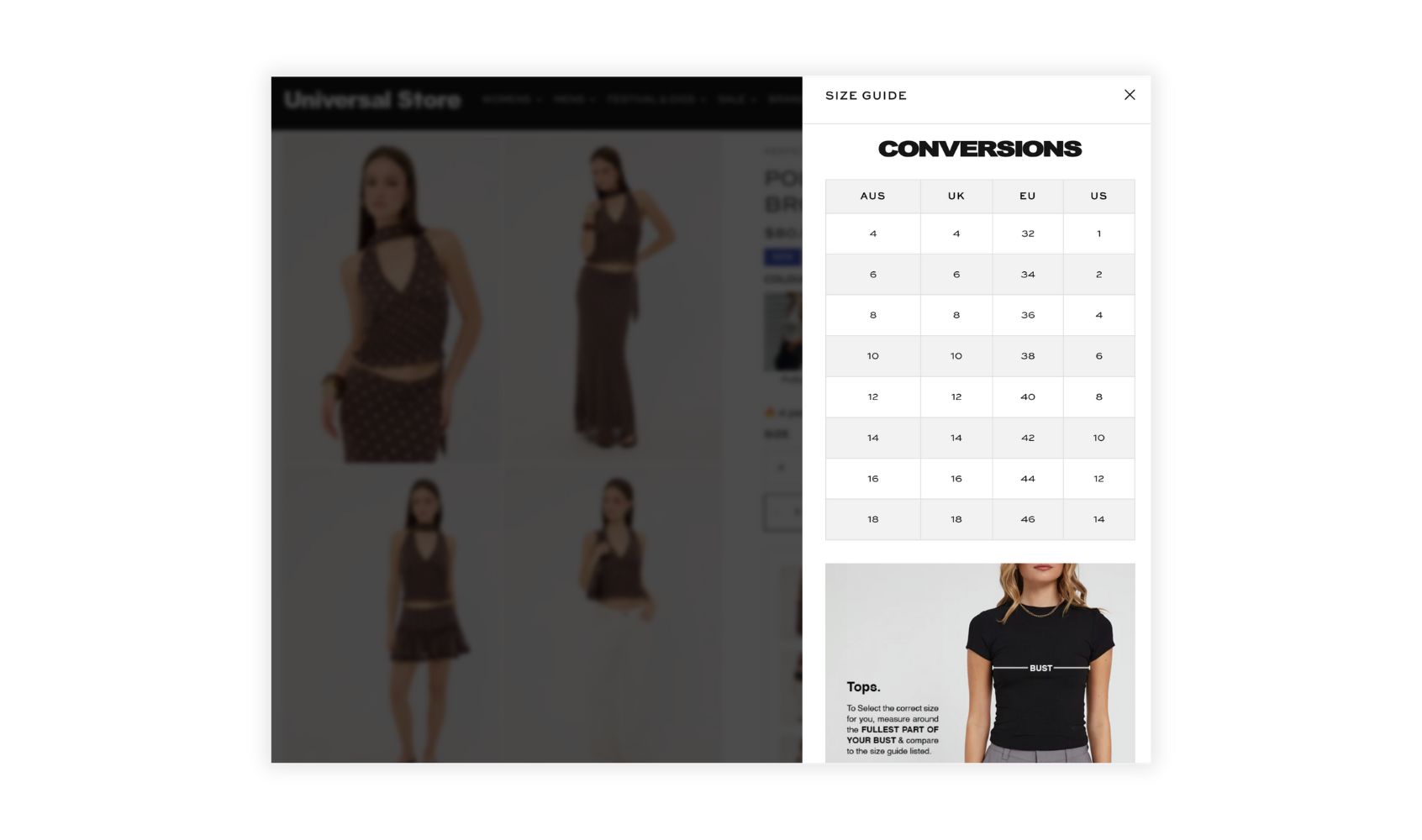 General pants go international conversion size chart
